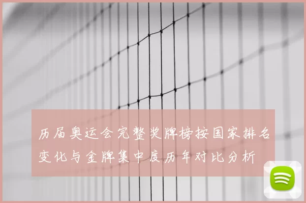 历届奥运会完整奖牌榜按国家排名变化与金牌集中度历年对比分析